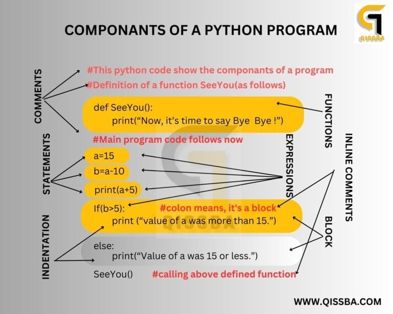 Components of a Python Program | CBSE - Class 12 Qissba